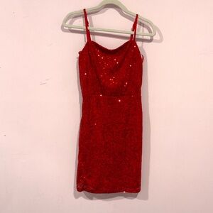 Red Sequin Mini Dress
